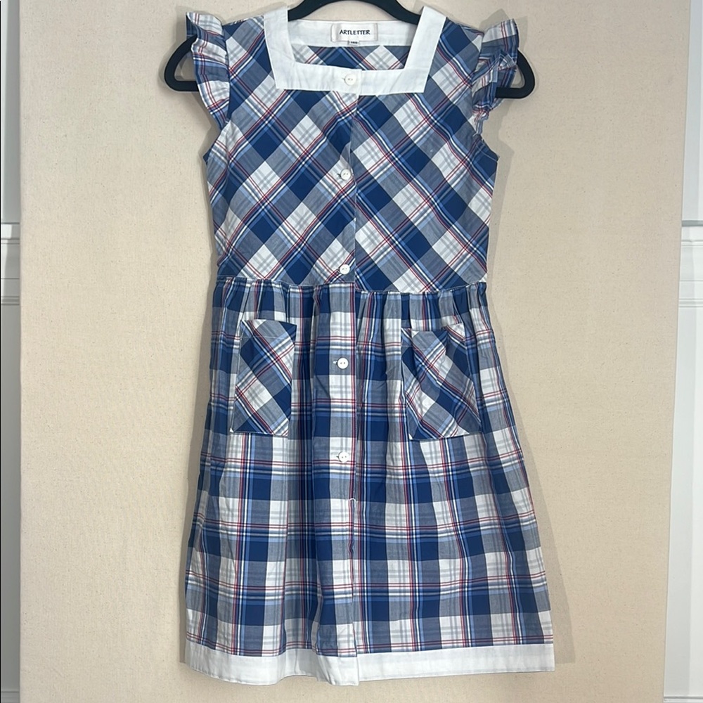 ArtClass School Blue and White Flutter Sleeve Sundress
